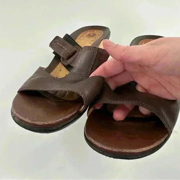 Clarks unstructured womens sandals size 7.5 brown leather slides - Picture 8 of 12